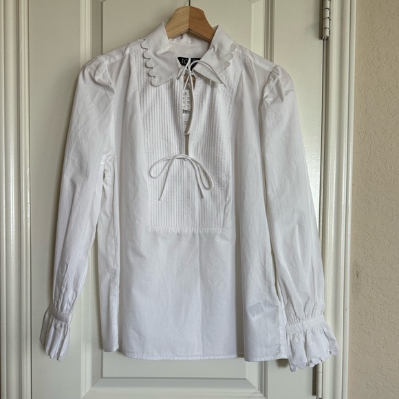 NWT J. Crew Scalloped Cotton Poplin Popover Top Size XS - Picture 5 of 6